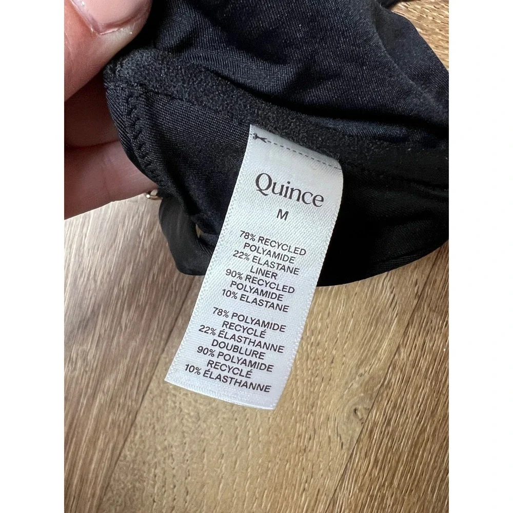 Quince Italian Demi Black Underwire Bikini Top Swimwear NWT‎ M
